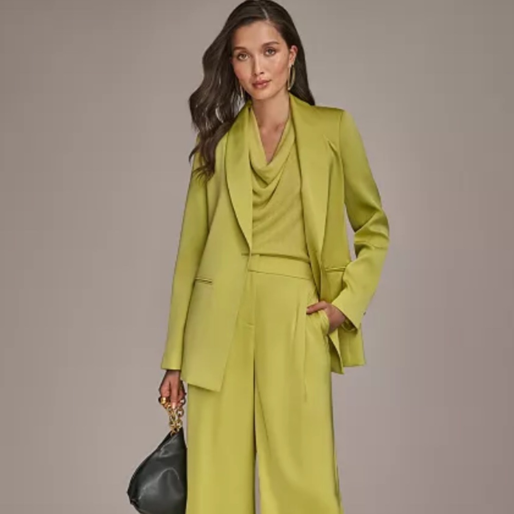 Donna Karan New York Womens Satin One-Button Jacket - Picture 2 of 8